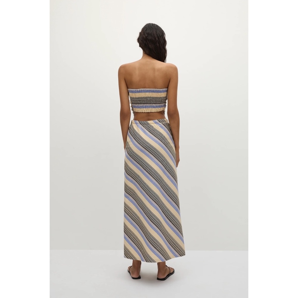 NWOT Faithfull the Brand Elisa Maxi Skirt in Marine Stripe Lilac Natural Tan - Picture 6 of 9